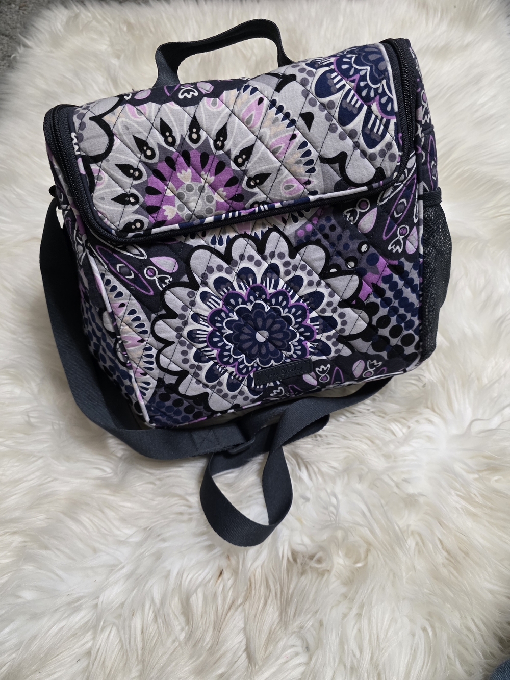 Vera Bradley Purple and Gray Quilted Floral Lunch Bag